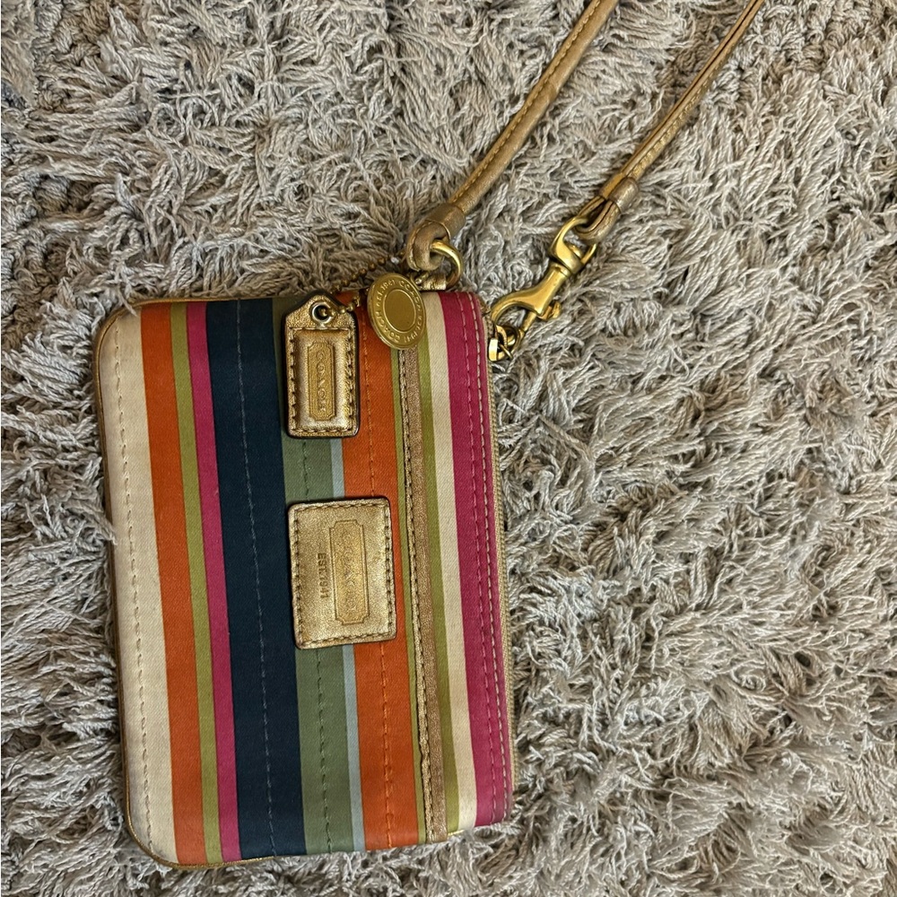 Coach Multicolor Striped Wristlet